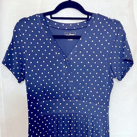 L.L. Bean Dresses Ll Bean Summer Knit Dress In Classic Navy Dot